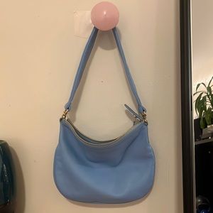 mansur gavriel blue leather sling shoulder bag